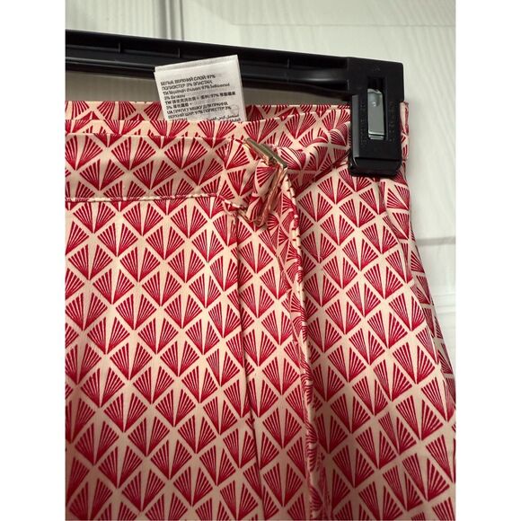 Midi Wrap Skirt H&M Size 4 Coastal Preppy Red Leaves - Picture 3 of 5
